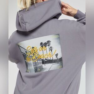 GYMSHARK Women’s Large Sets On The Beach Oversized Hoodie Fog Purple- NWT